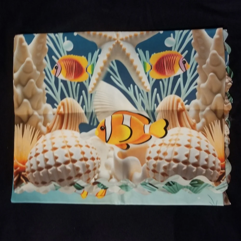 3 nature themed tablecloths, ocean or hummingbirds